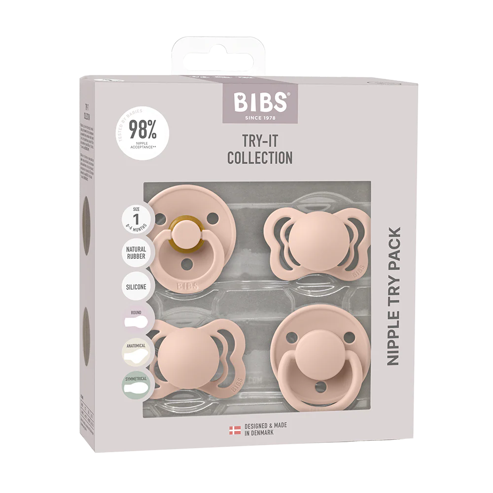 Bibs New Baby Pacifiers Try It Collection - Pack of 4 (Size 1)