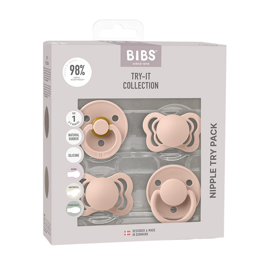 Bibs New Baby Pacifiers Try It Collection - Pack of 4 (Size 1)