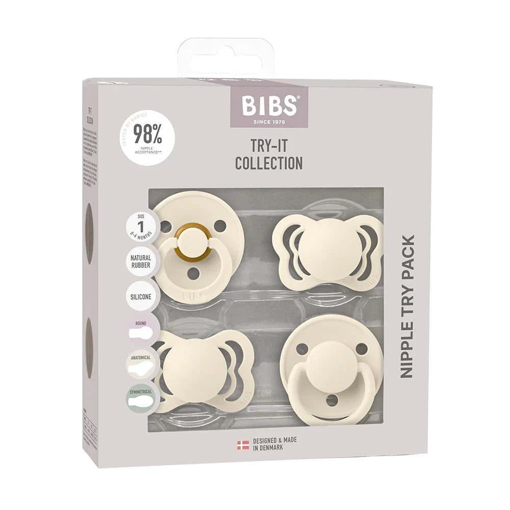 Bibs New Baby Pacifiers Try It Collection - Pack of 4 (Size 1)