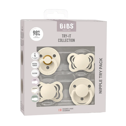 Bibs New Baby Pacifiers Try It Collection - Pack of 4 (Size 1)