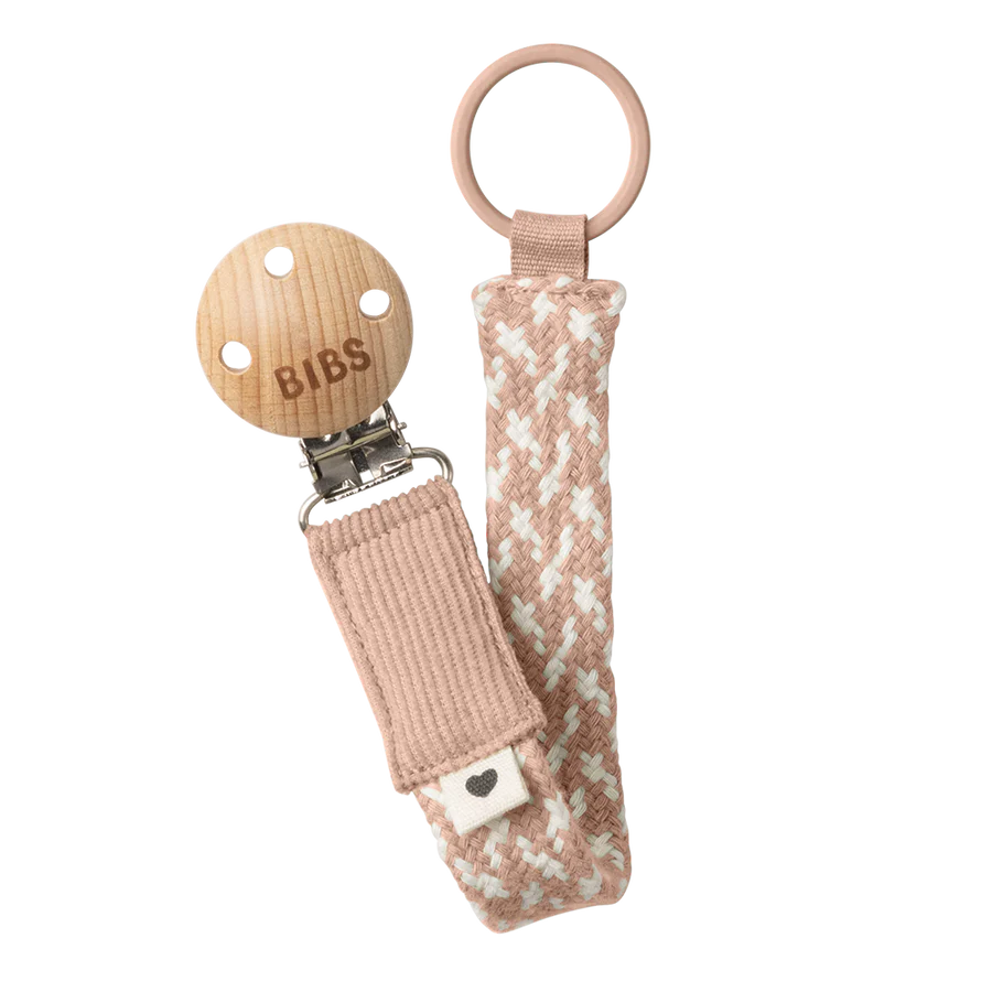 Bibs Pacifier Clip Blush/Ivory.