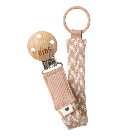 Bibs Pacifier Clip Blush/Ivory.
