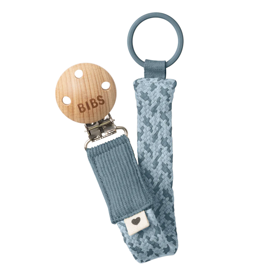 Bibs Pacifier Clip Petrol/Baby Blue.
