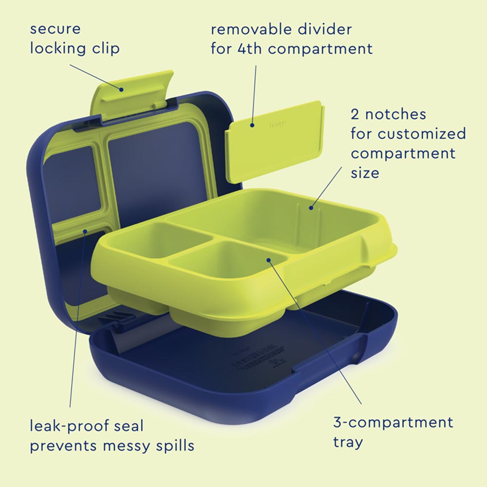 Bentgo 3-4 Compartments Pop Lunchbox (Navy Blue/Chartreuse).