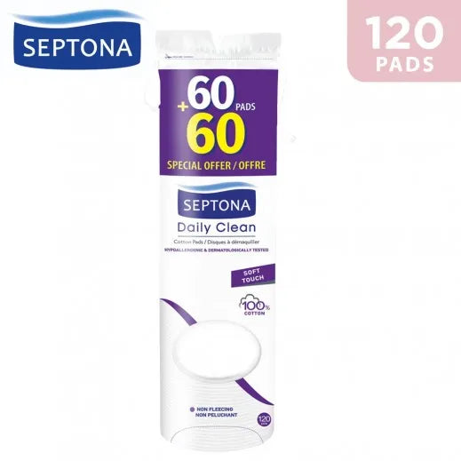 Septona Round Cotton Pads for Daily Cleaning (120 Pcs)