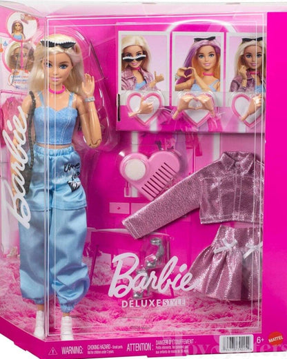 Barbie Deluxe Style Fashion Build-Up Doll – 4 Fashions & Accessories