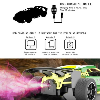 Crazon - High-Speed Remote Control Racing Car with Lights, Music & Smoke Spray Effect