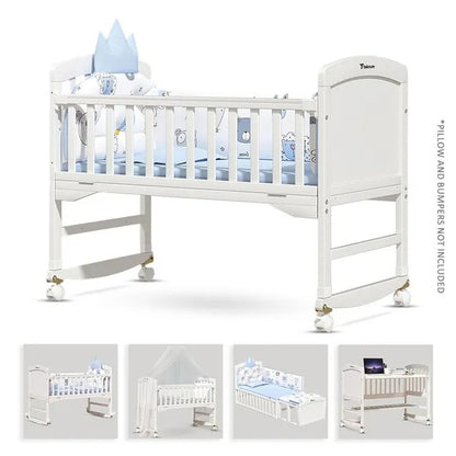 Teknum 7-in-1 Convertible Kids Bed & Bedside Crib – White