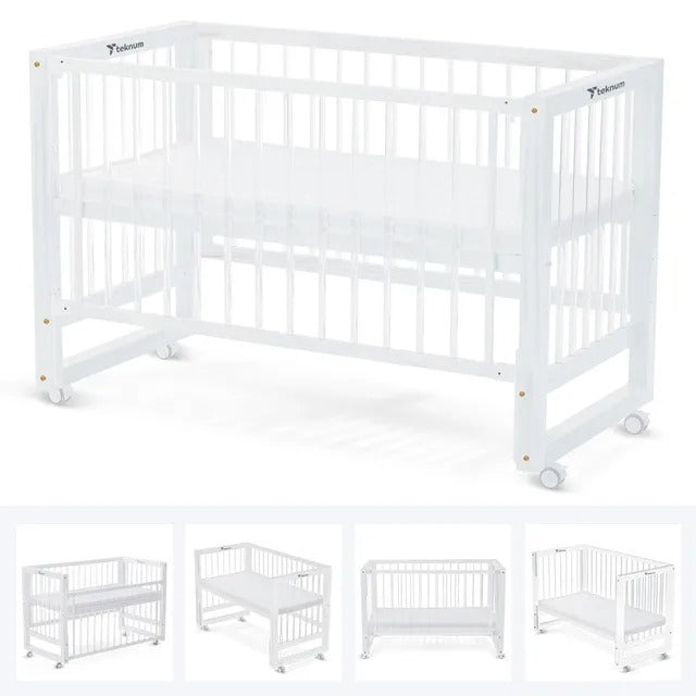Teknum Prism 4-in-1 Convertible Crib with Mattress – White