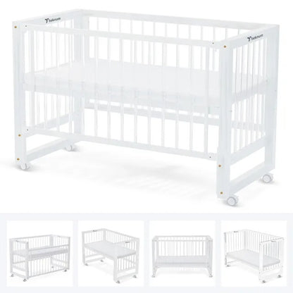 Teknum Prism 4-in-1 Convertible Crib with Mattress – White