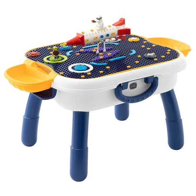 Little Story 4-in-1 Block Activity Table With Blocks – Blue
