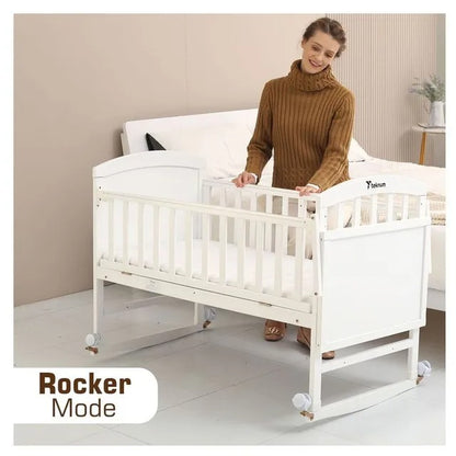 Teknum 7-in-1 Convertible Kids Bed & Bedside Crib – White