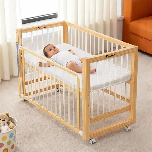 Teknum Prism 4-in-1 Convertible Crib with Mattress – White.