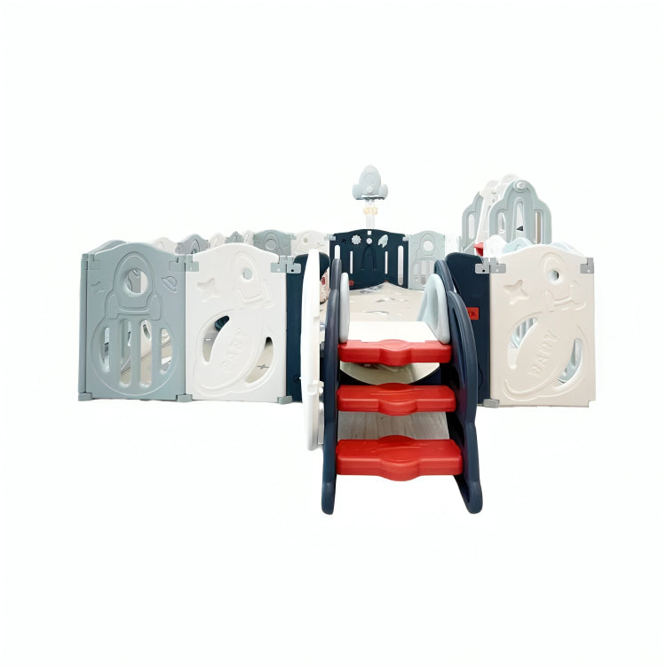 Little Toddlers Playpen Set (Slide+Swing+Rocking Horse+Ball Pit+100Pcs 5.5Cm Balls+Mat+Basketball Hoop)