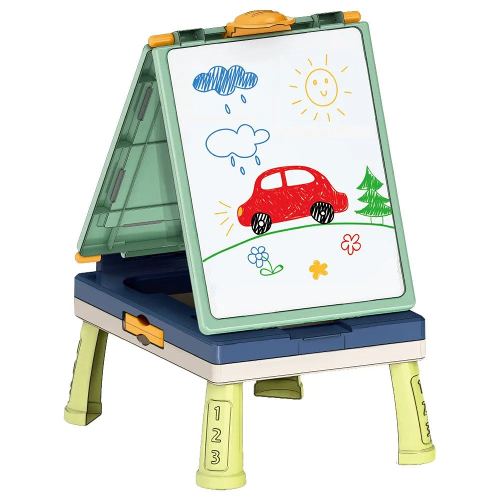 Little Story Artist Double Sided Handbag Drawing Board With Board Game (Green, 31 Pcs)