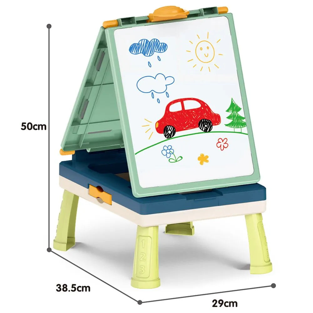 Little Story Artist Double Sided Handbag Drawing Board With Board Game (Green, 31 Pcs)