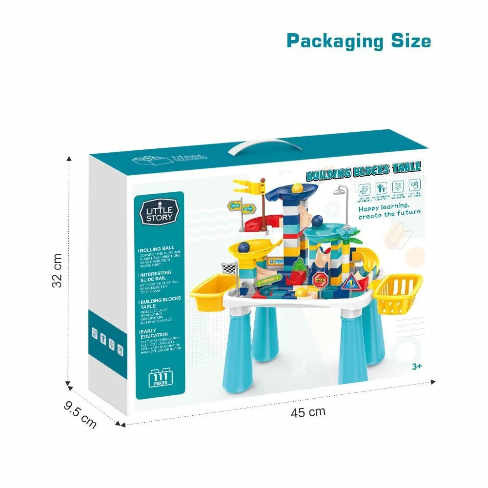 Little Story DIY Slide Track Rolling Ball Blocks Table STEM Series (Multicolor, 111 Pcs)