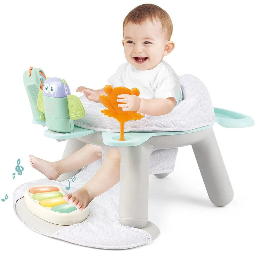 Teknum 2-In-1 Dining Chair, Toddler Play Seat With Pedal Piano (White)