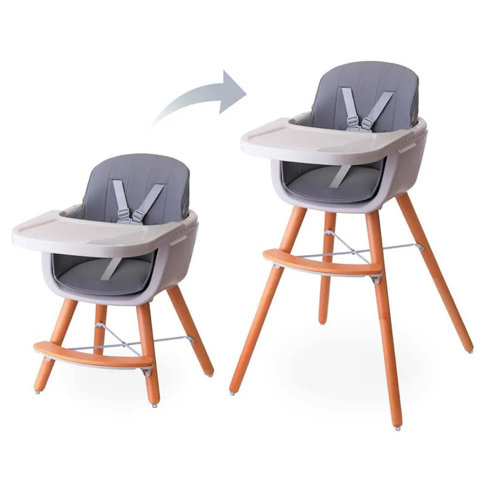 Teknum Premium Dual Height Wooden High Chair (Grey)