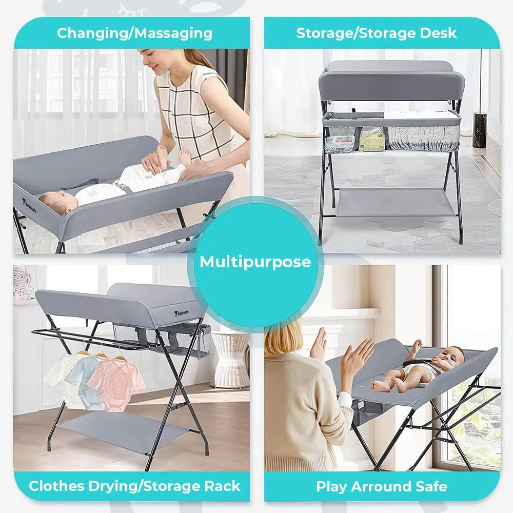 Teknum 4-In-1 Diaper Changing Table Organizer (Grey)