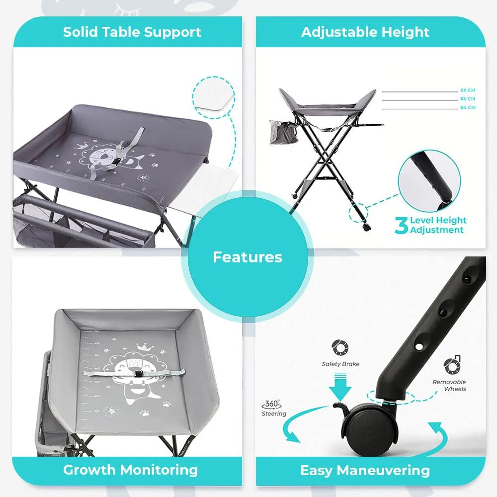 Teknum 4-In-1 Diaper Changing Table Organizer (Grey)