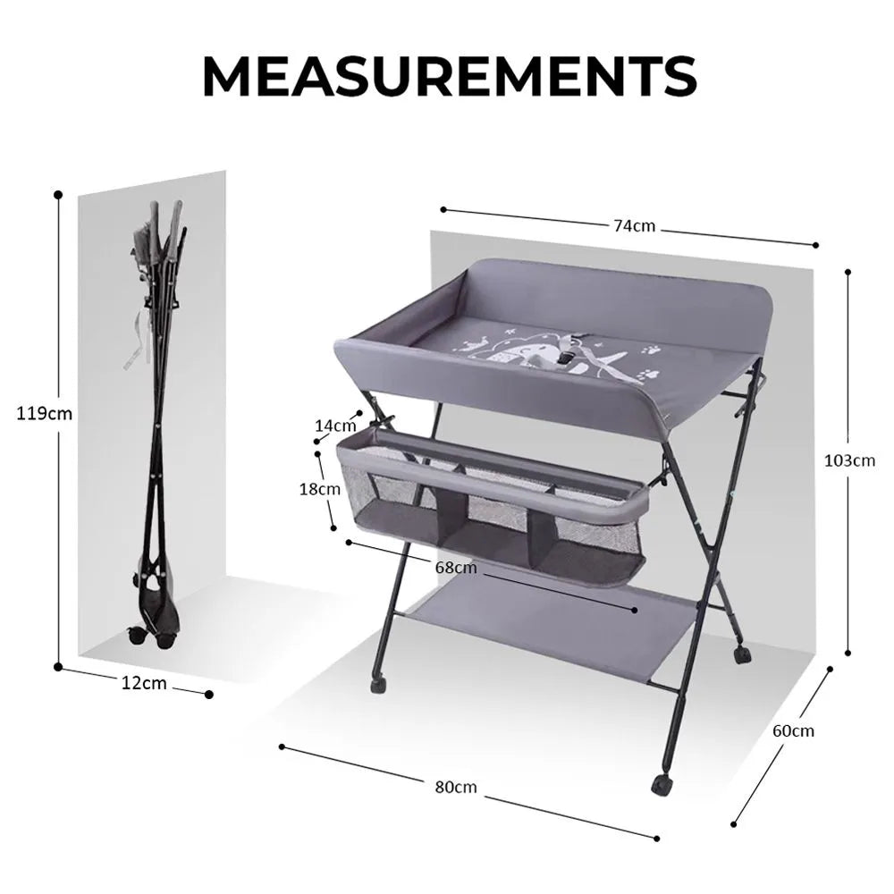 Teknum 4-In-1 Diaper Changing Table Organizer (Grey)