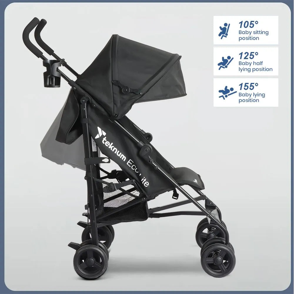 Teknum Eco Lite 2 Stroller With Cup Holder (Black)