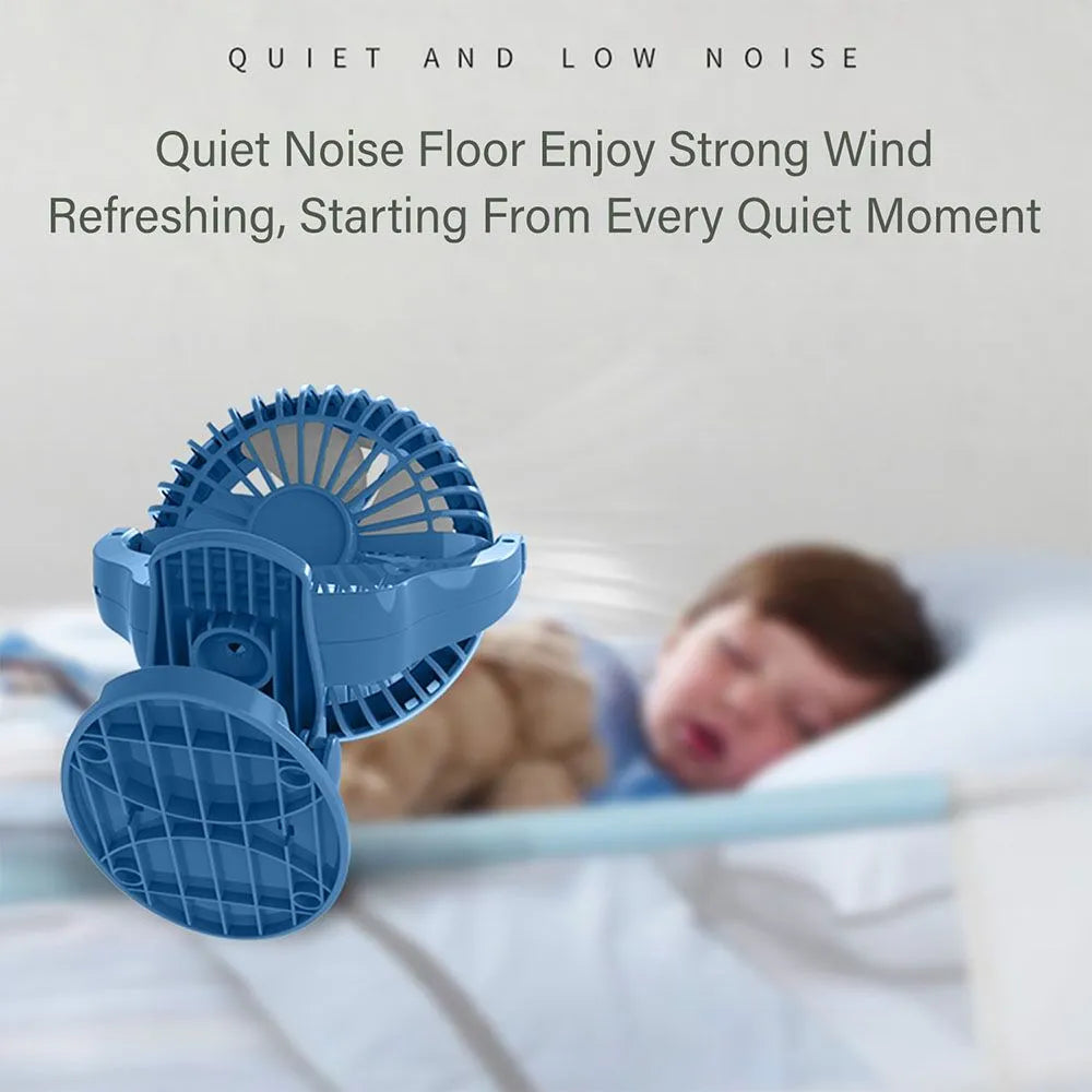 Teknum 2-In-1 Stroller USB Charging Fan with Light (Blue)