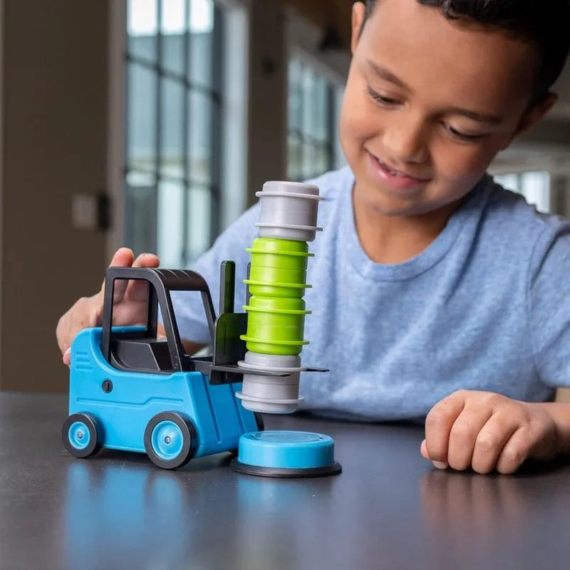 Fat Brain Toys Forklift Frenzy Vehicle Barrel Stacking Playset (46 Pcs)