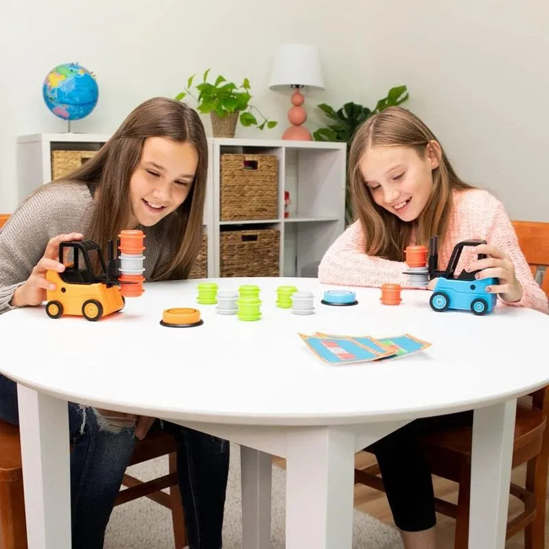 Fat Brain Toys Forklift Frenzy Vehicle Barrel Stacking Playset (46 Pcs)