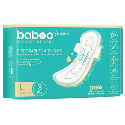 Baboo Postpartum Disposable Maternity Pads (Large) - Pack of 8
