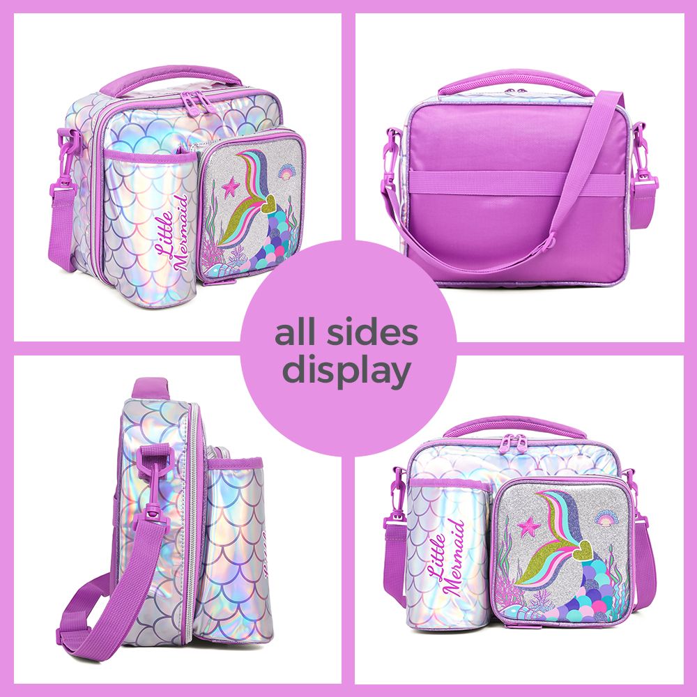Eazy Kids Lunch Bag With Bottle Holder (Mermaid Chrome)