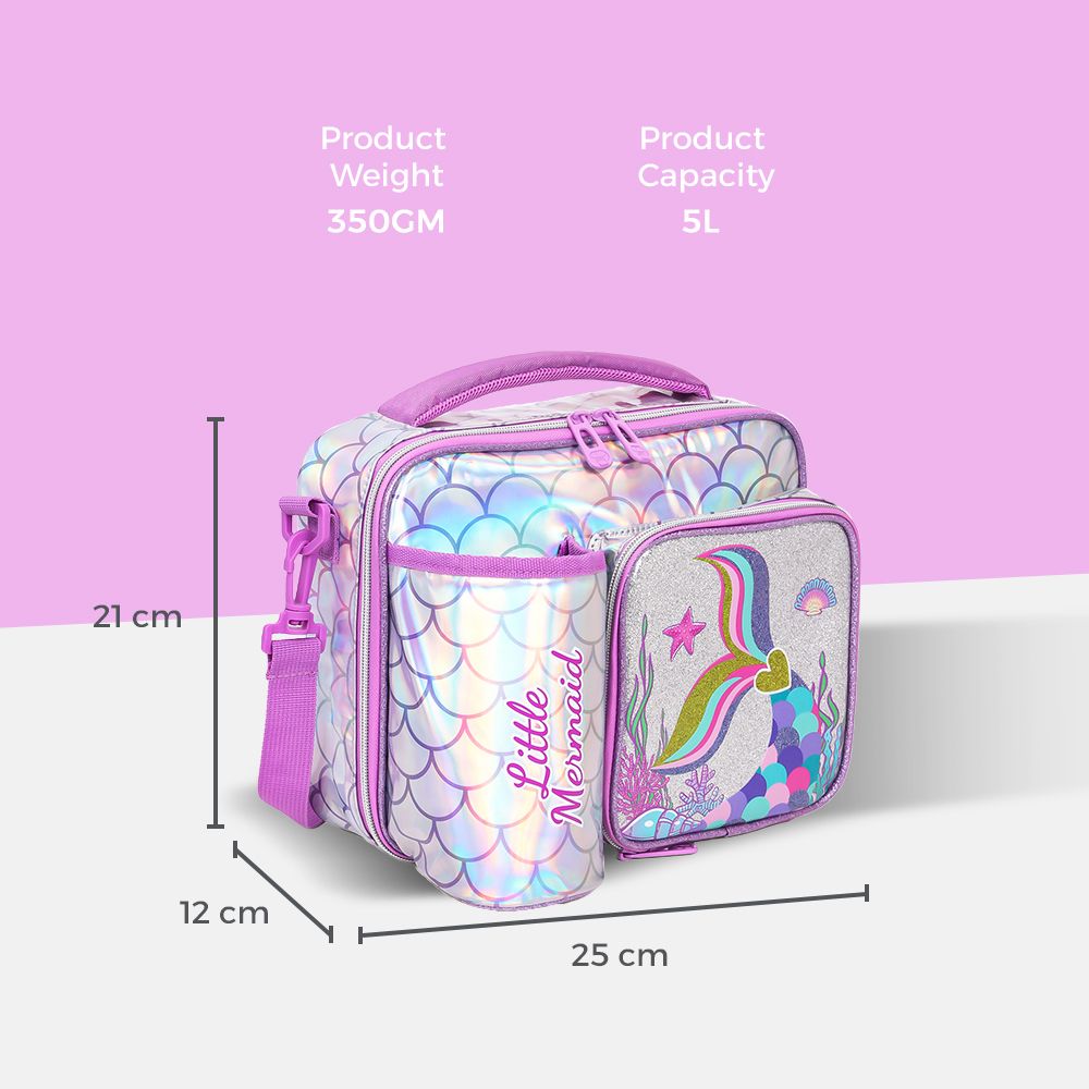 Eazy Kids Lunch Bag With Bottle Holder (Mermaid Chrome)