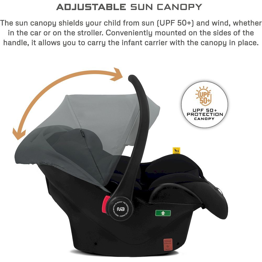 Neobreez I-Sacro Size Lightweight Baby Car Seat Carrier (Grey/Black)