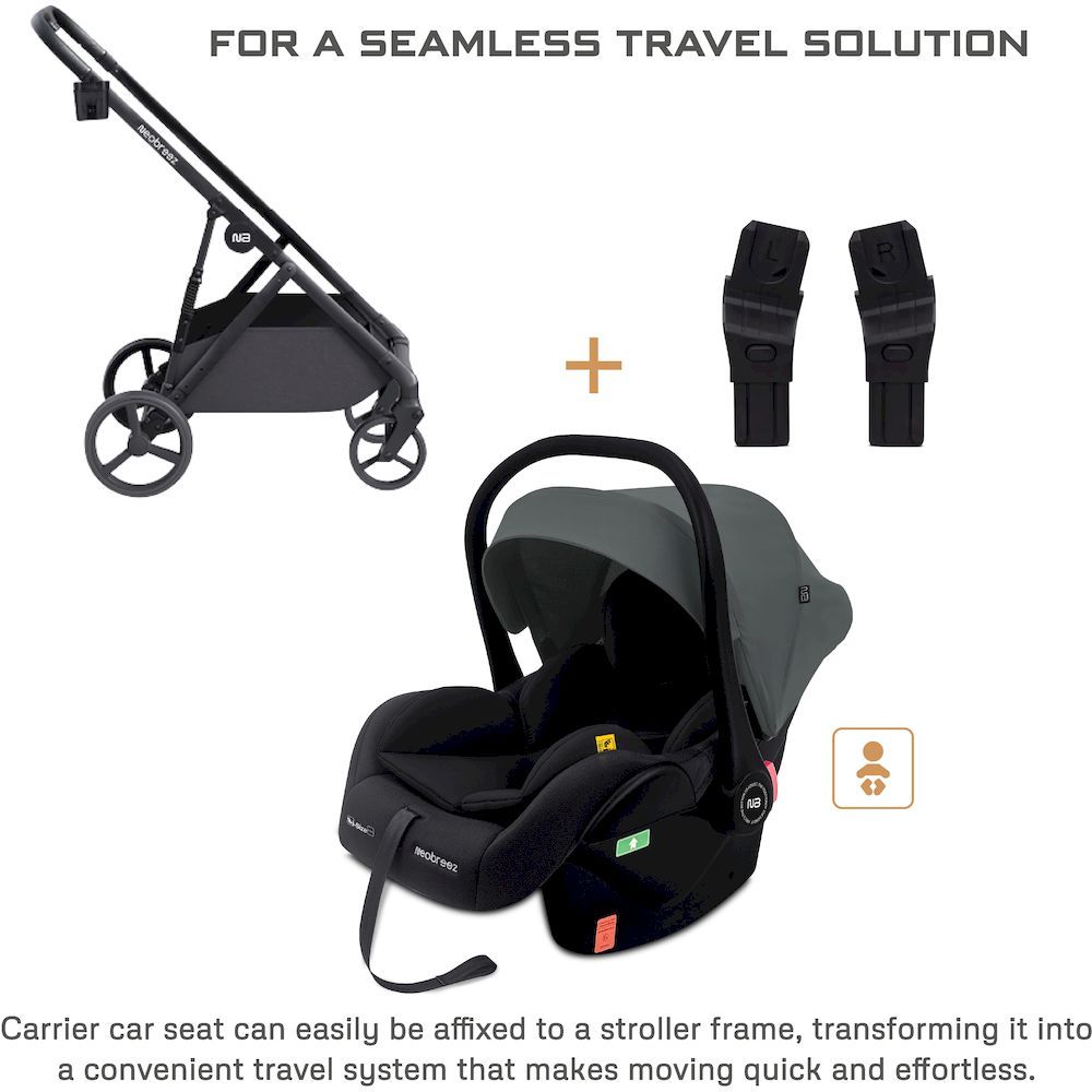 Neobreez I-Sacro Size Lightweight Baby Car Seat Carrier (Grey/Black)
