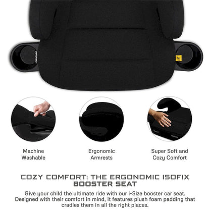 نيوبريز I-سانفارو مقعد سيارة معزز بدون مسند ظهر بنظام تثبيت ISOFIX بمعيار I-Size