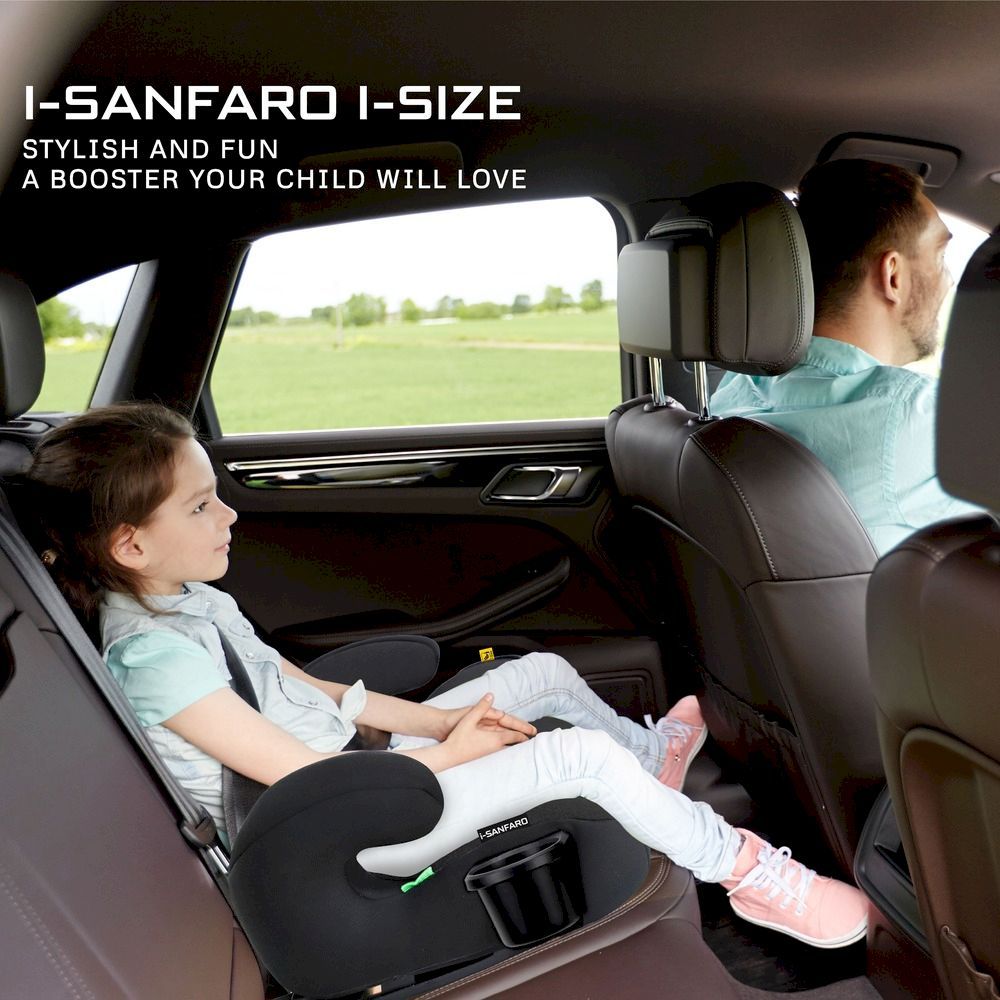 نيوبريز I-سانفارو مقعد سيارة معزز بدون مسند ظهر بنظام تثبيت ISOFIX بمعيار I-Size