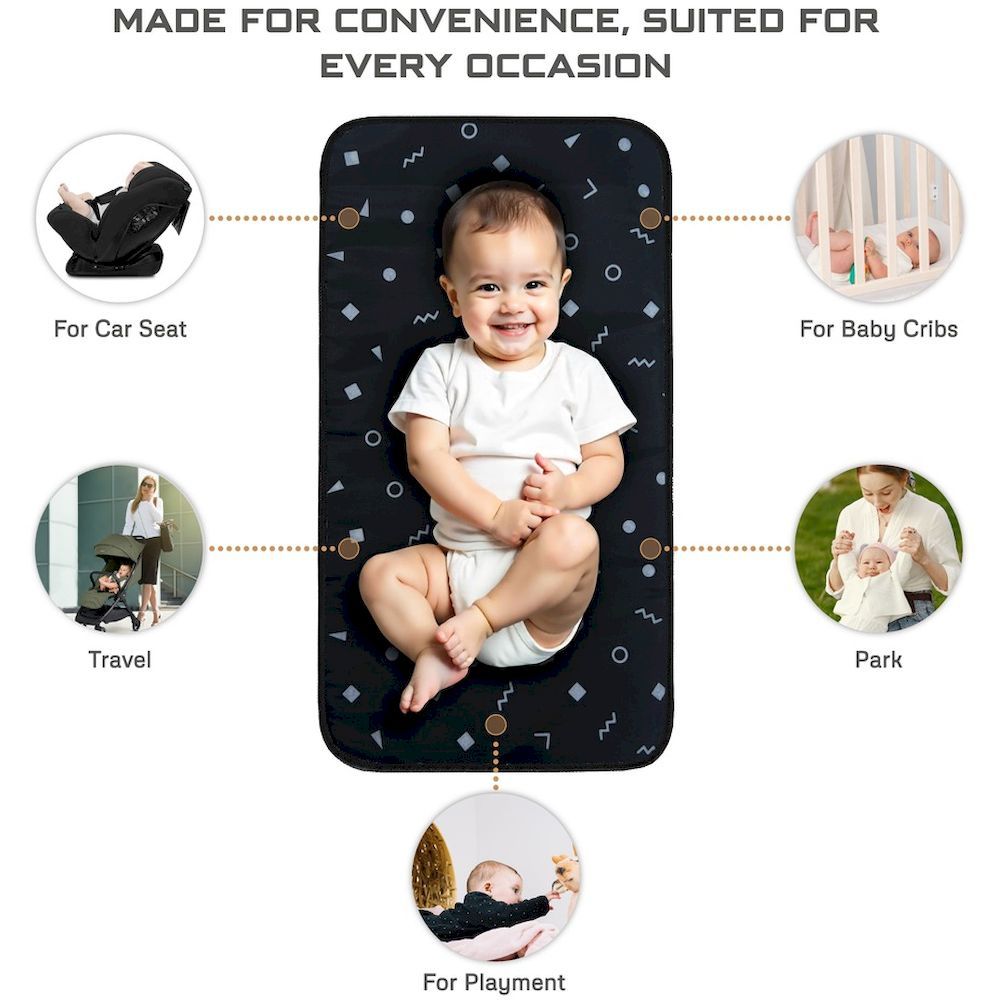 Neobreez Reusable Diaper Changing Pad/Mat, Wipeable Surface (Dark Grey/Black)