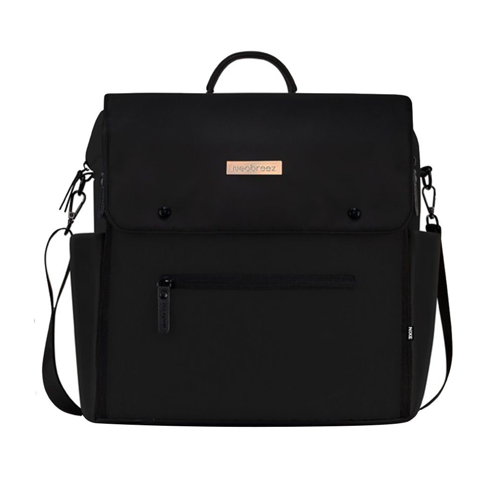 Neobreez Diaper Backpack With Changing Mat, Wet Bag, Pouches Set (Black)