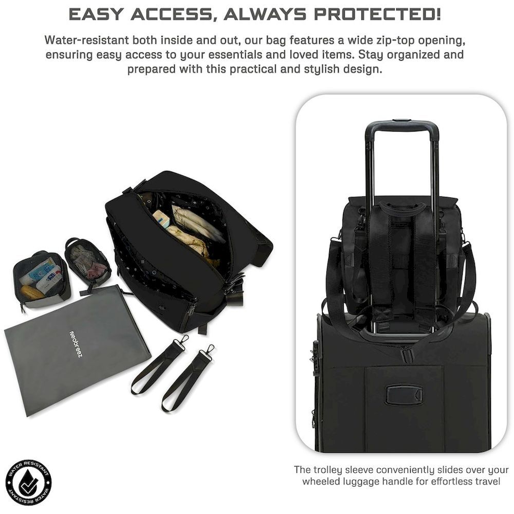 Neobreez Diaper Backpack With Changing Mat, Wet Bag, Pouches Set (Black)