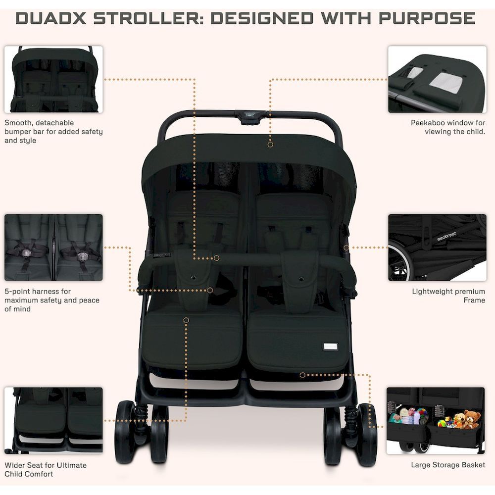 Neobreez Duadx Double Stroller Compact Twin Stroller