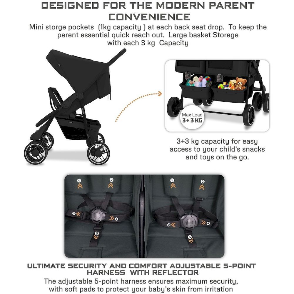 Neobreez Duadx Double Stroller Compact Twin Stroller