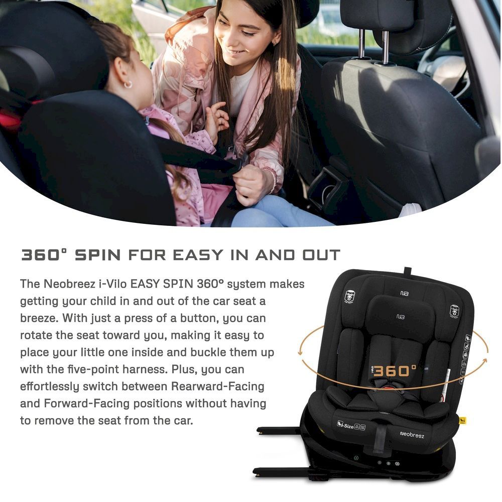 نيو بريز I‑Vilo 360° ISOFIX I‑Size مقعد سيارة للأطفال الكل في واحد (أسود)