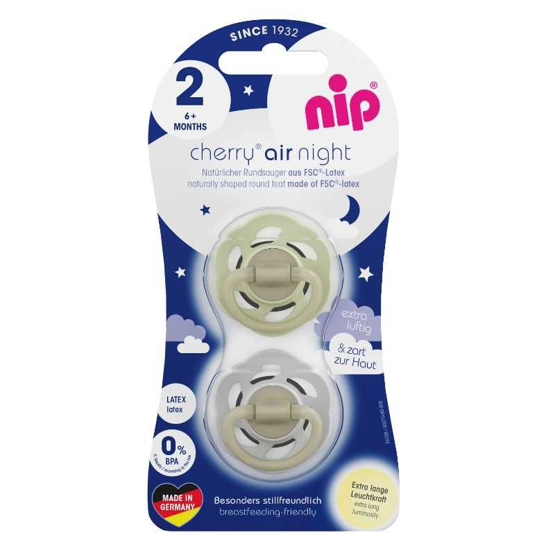 Nip Cherry Air Night Glow In The Dark Round Latex Soother - Size 2 (6 Months+)