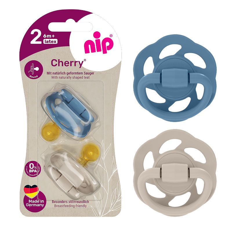 Nip Cherry Baby Pacifier Round Soother - Size 2 (6 Months+) - Pack of 2