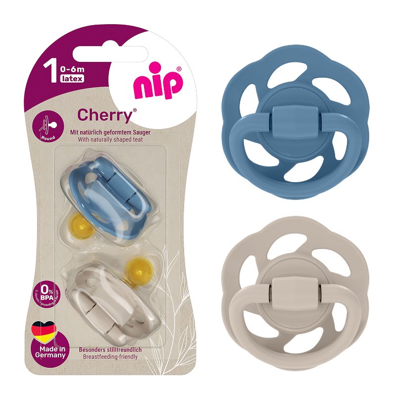 Nip Cherry Baby Pacifier Round Soother - Size 1 (0-6m) - Pack of 2