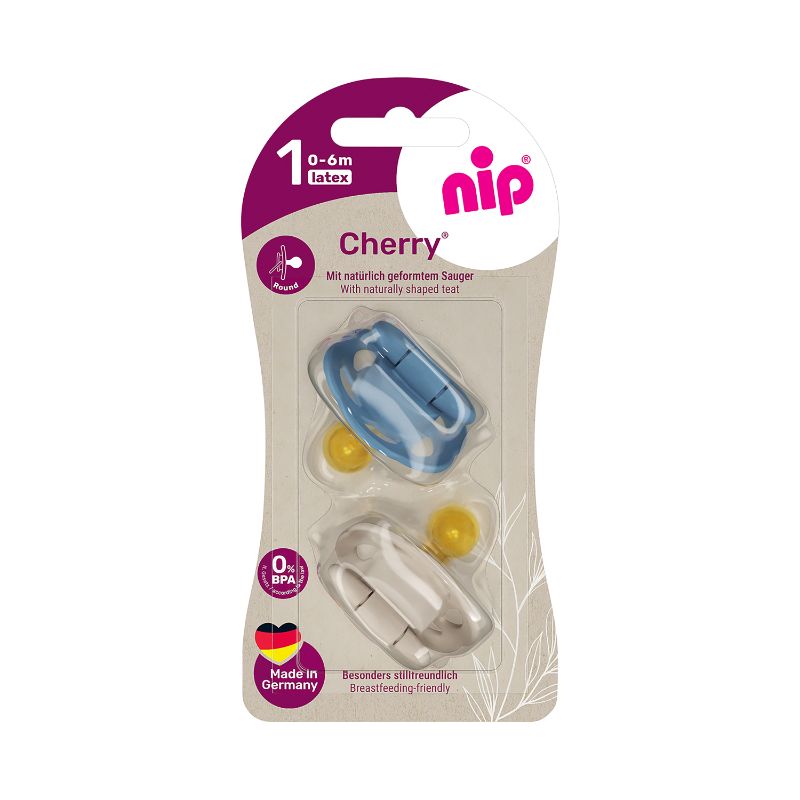 Nip Cherry Baby Pacifier Round Soother - Size 1 (0-6m) - Pack of 2