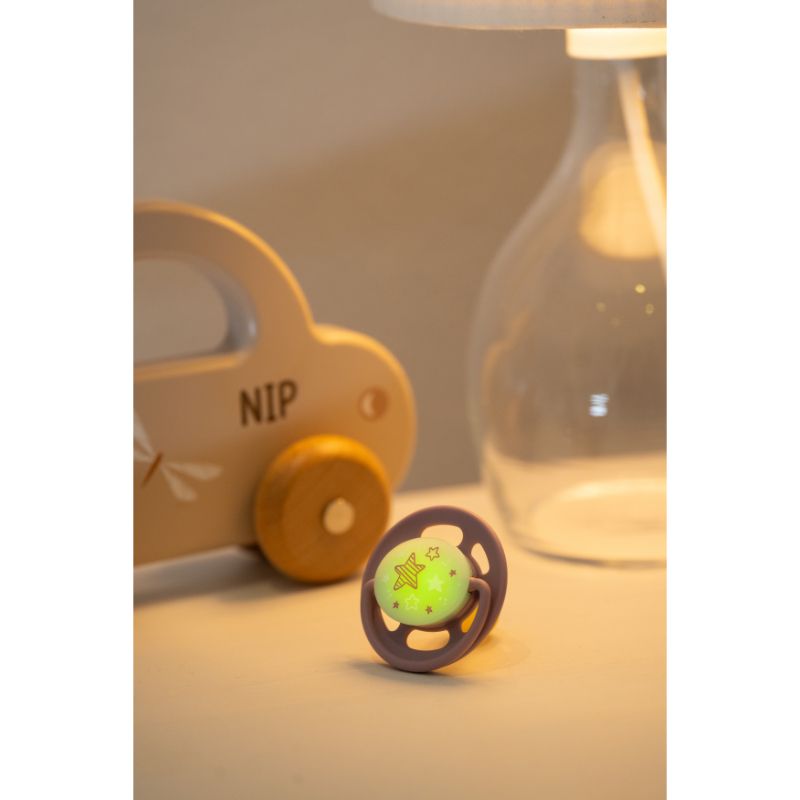 Nip Cherry Round Baby Pacifier Night Glows In The Dark (0-6 Months) - Pack of 2