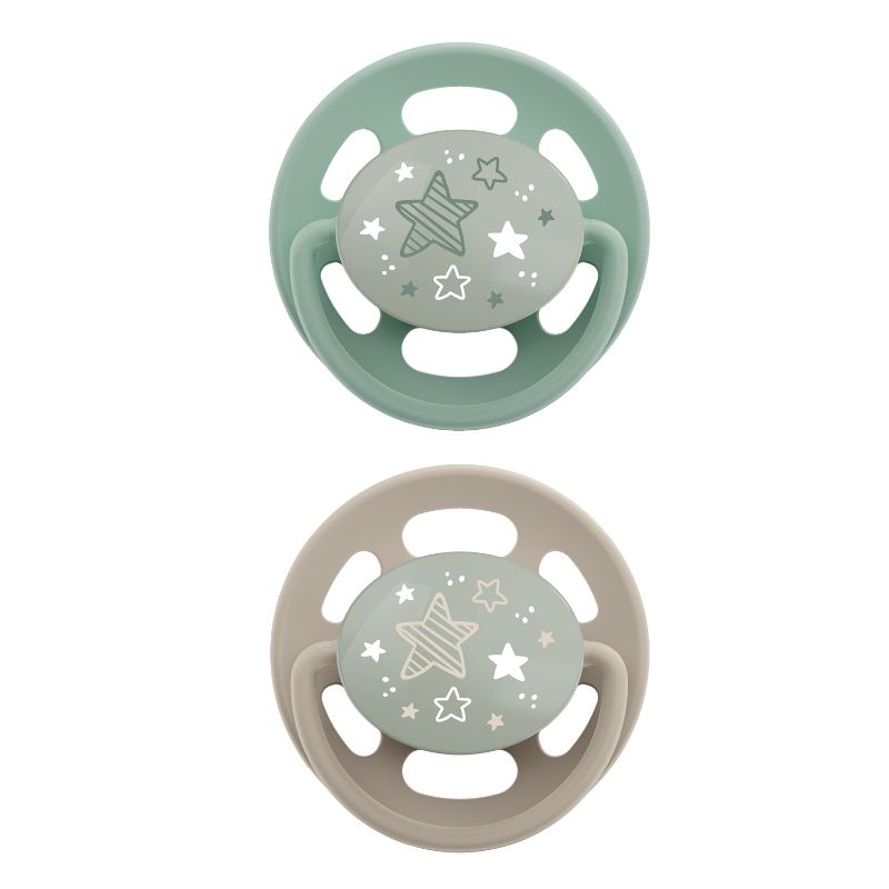 Nip Cherry Round Baby Pacifier Night Glows In The Dark (0-6 Months) - Pack of 2