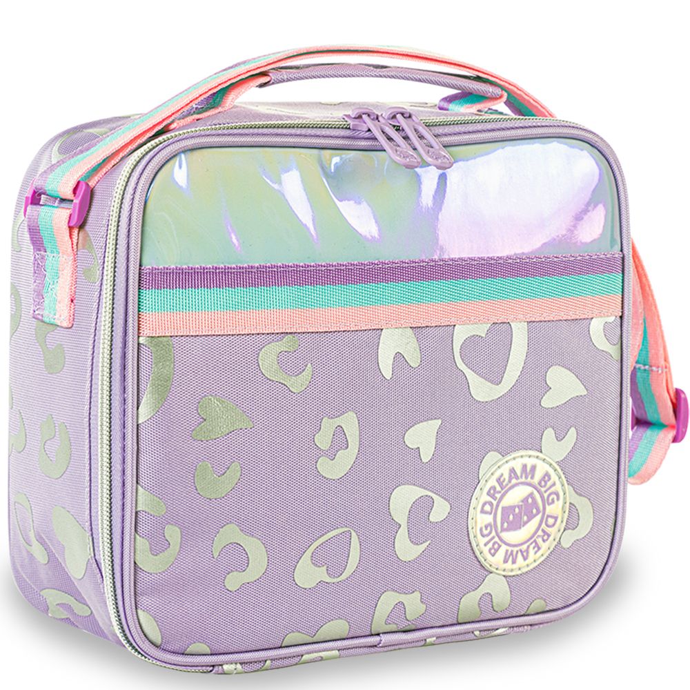 Eazy Kids Trolley School Bag Set of 3 With Lunch Bag & Pencil Pouch (Love Purple)